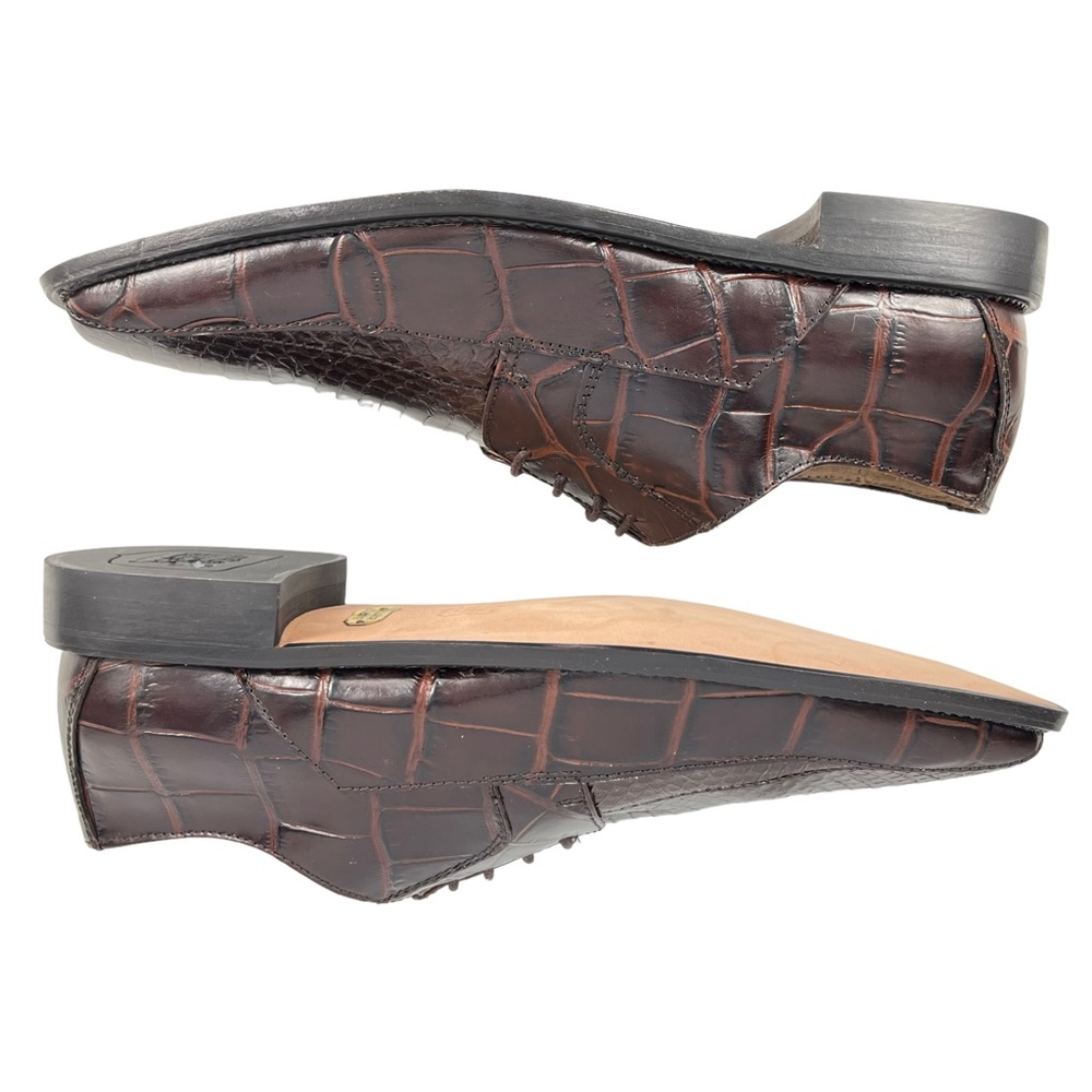Stacy Adams Mens 9 1/2M‎ Genuine Snake & Leather Brown Square Toe Derby Shoes - Picture 10 of 13